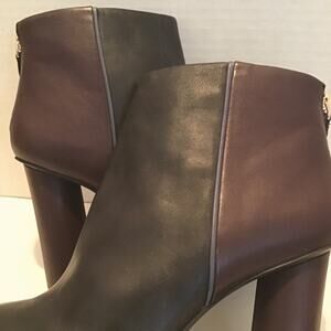 CAbi BISSET Leather Booties Burgundy Black 10 M